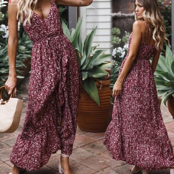 LAST FEW - Boho gypsy Floral print cami Maxi Dress - Picture 5 of 6